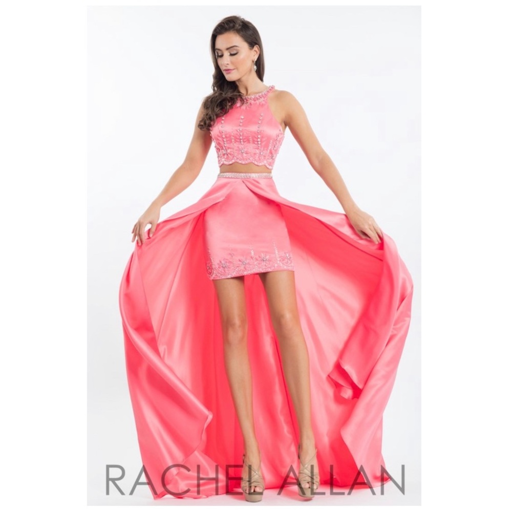 7518 Rachel Allan coral formal dress
